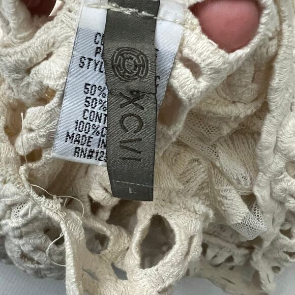 XCVI Lace Crochet Sheer Swim Cover Up Beach Women Size Large Cream Off White - Picture 12 of 12